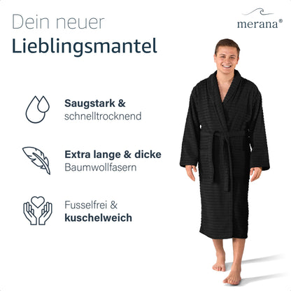 Merana OSLO Bademantel Unisex Deep Black