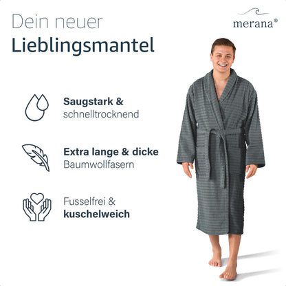 Merana OSLO Bademantel Unisex Mountain Grey