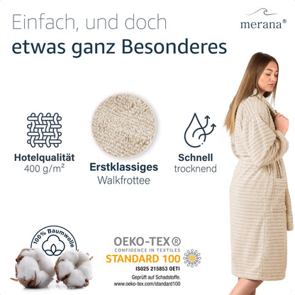 Merana OSLO Bademantel Unisex Nature Beige