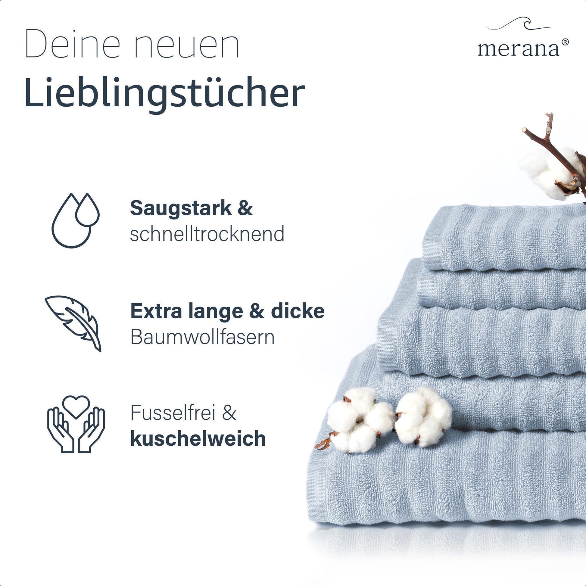 Merana OSLO Duschtuch 2er Set Arctic Blue