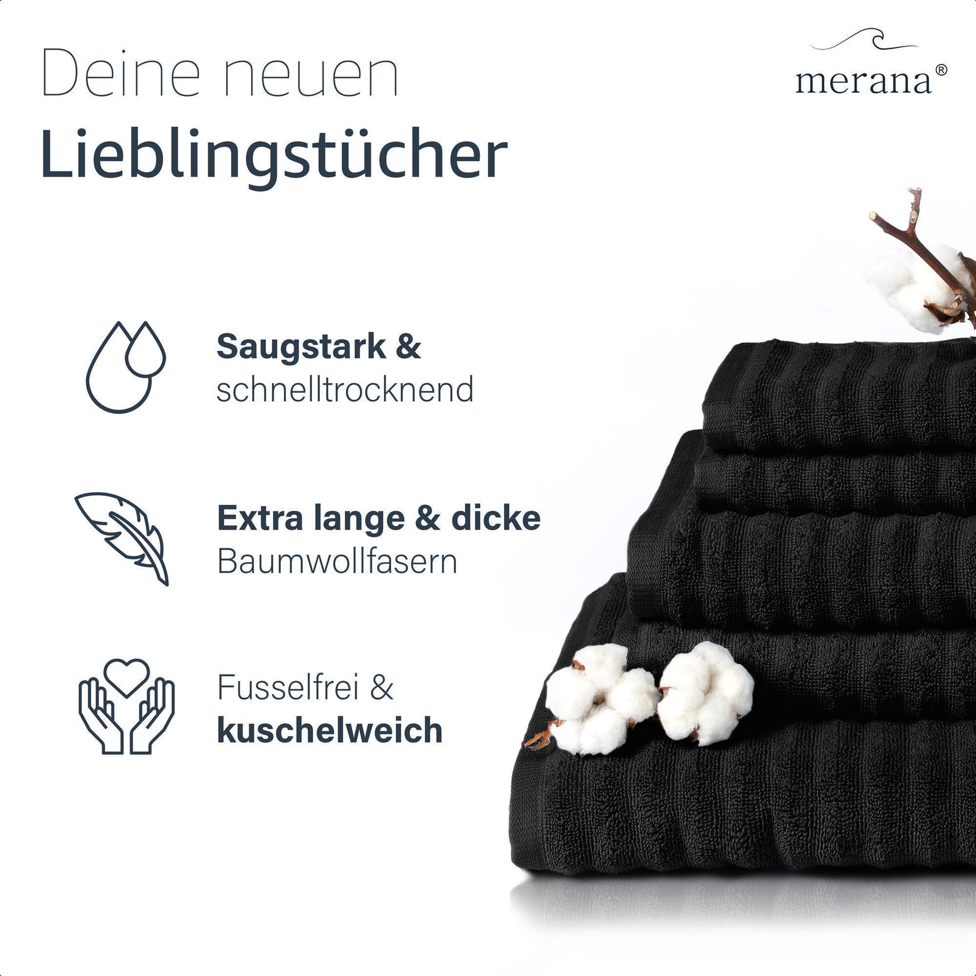 Merana OSLO Duschtuch 2er Set Deep Black