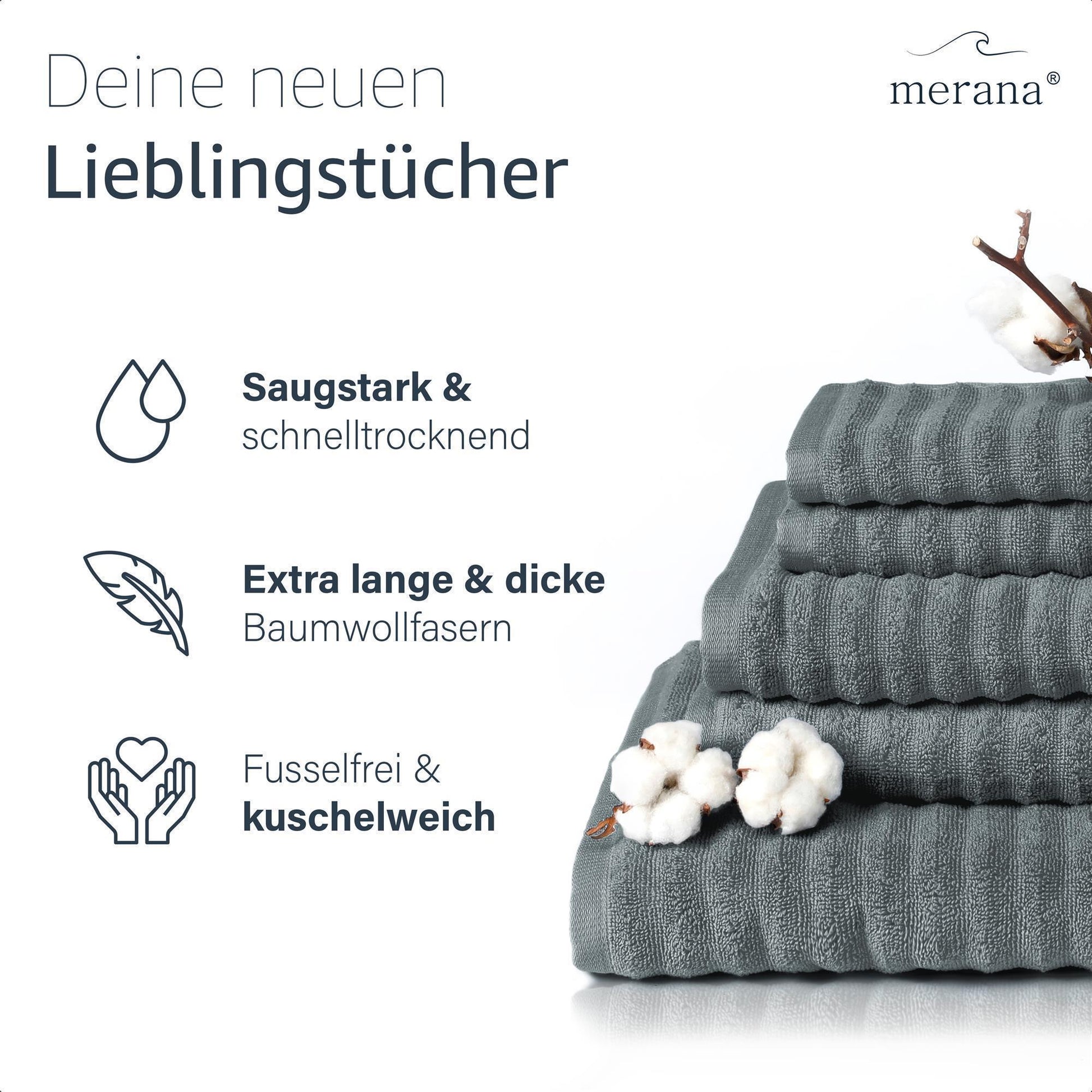 Merana OSLO Duschtuch 2er Set Mountain Grey