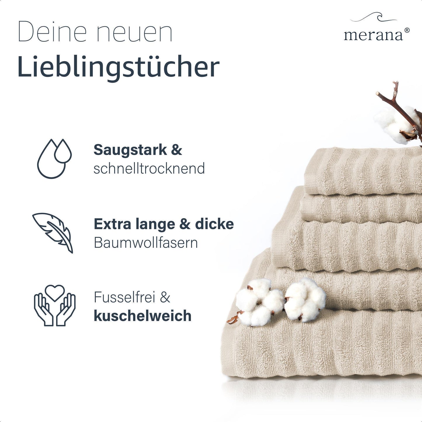 Merana OSLO Duschtuch 2er Set Nature Beige