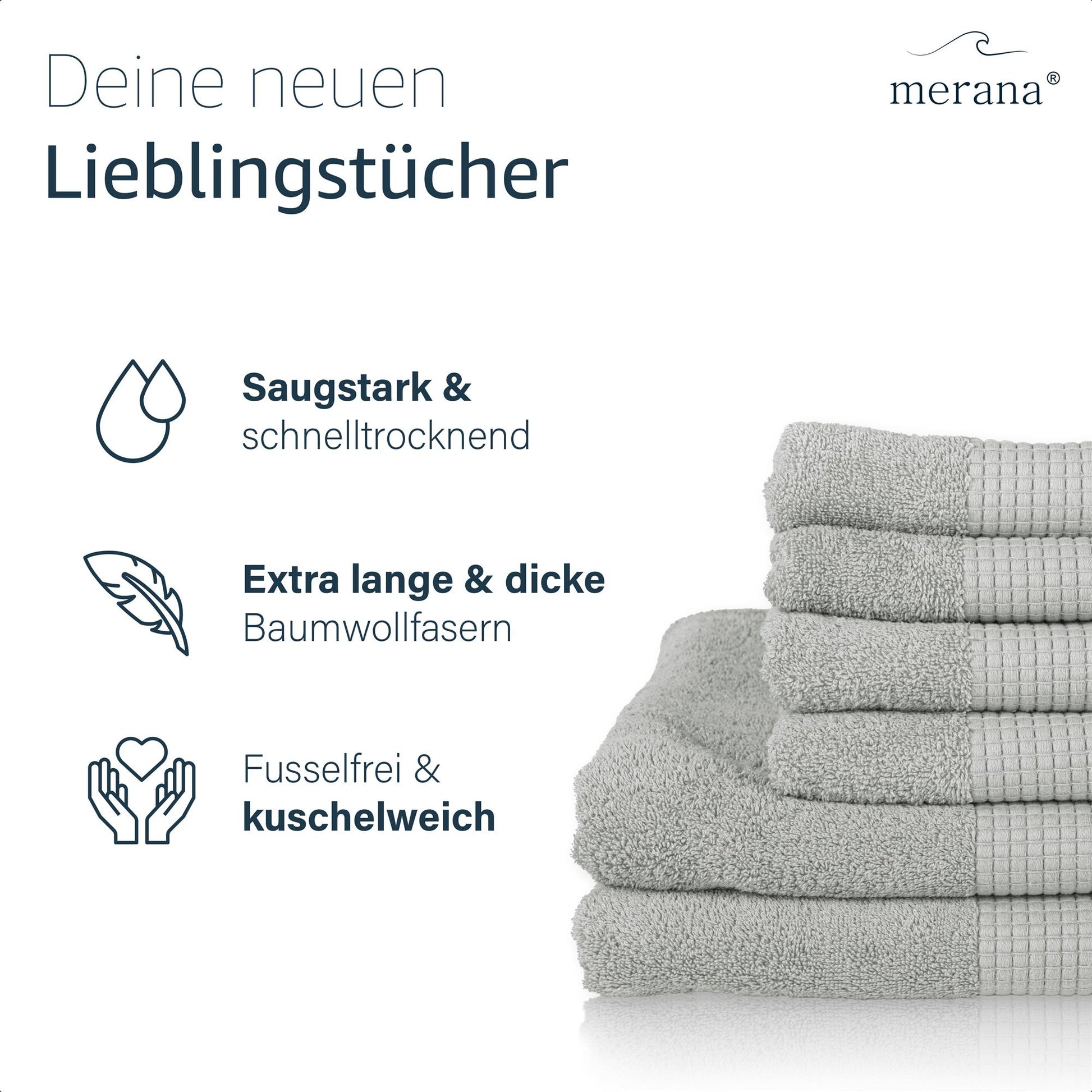 Merana ROME Duschtuch 2er Set Dolphin Grey