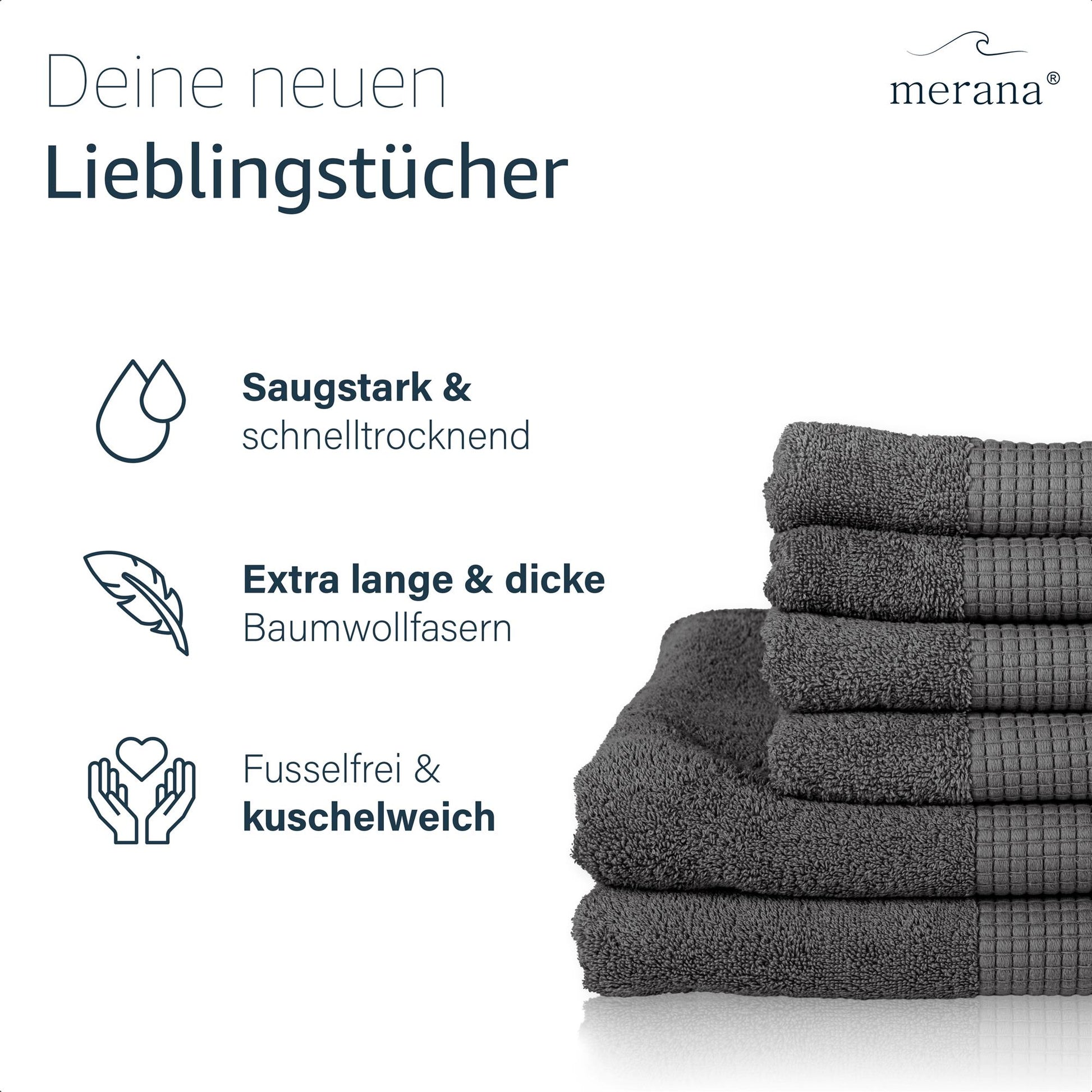 Merana ROME Duschtuch 2er Set Shark Grey